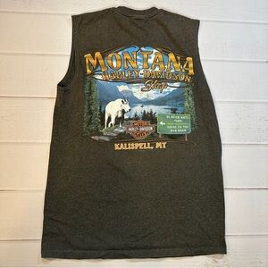 Montana‎ Harley Davidson Shop Biker Sleeveless Tee Tank Gray USA Brotherhood